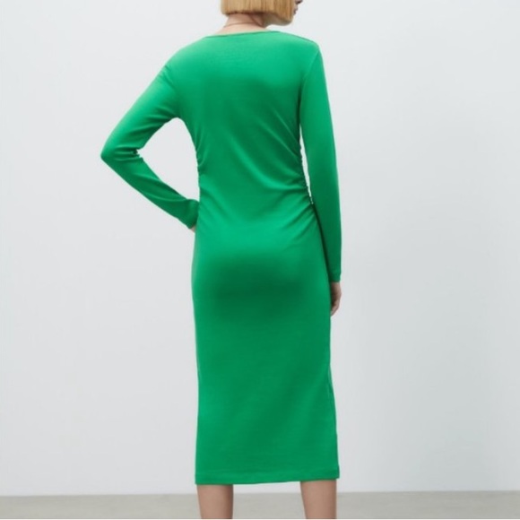 ZARA Gathered Midi Dress BNWT - Picture 2 of 3